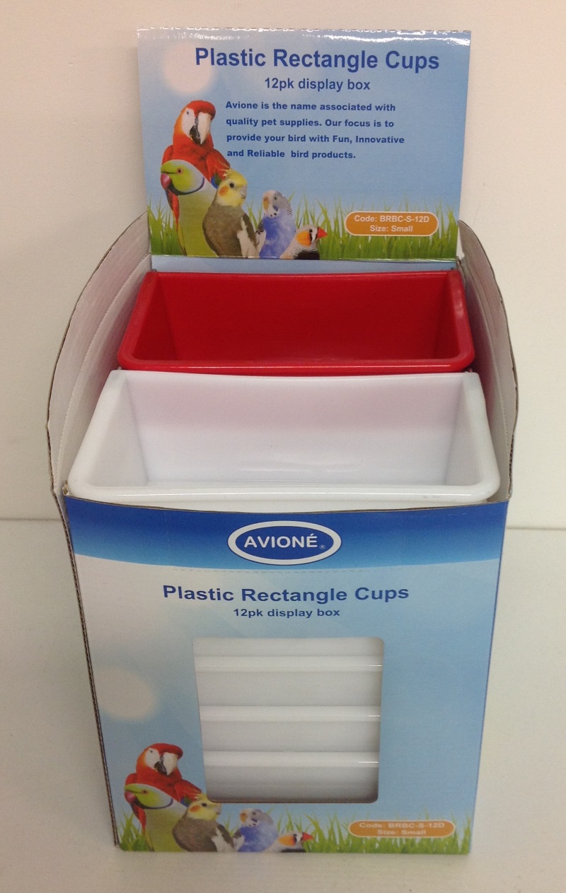 12 SMALL PLASTIC RECTANGLE FEEDER CUP IN DISPLAY BOX 12 SMALL PLASTIC RECTANGLE FEEDER CUP IN DISPLAY BOX
